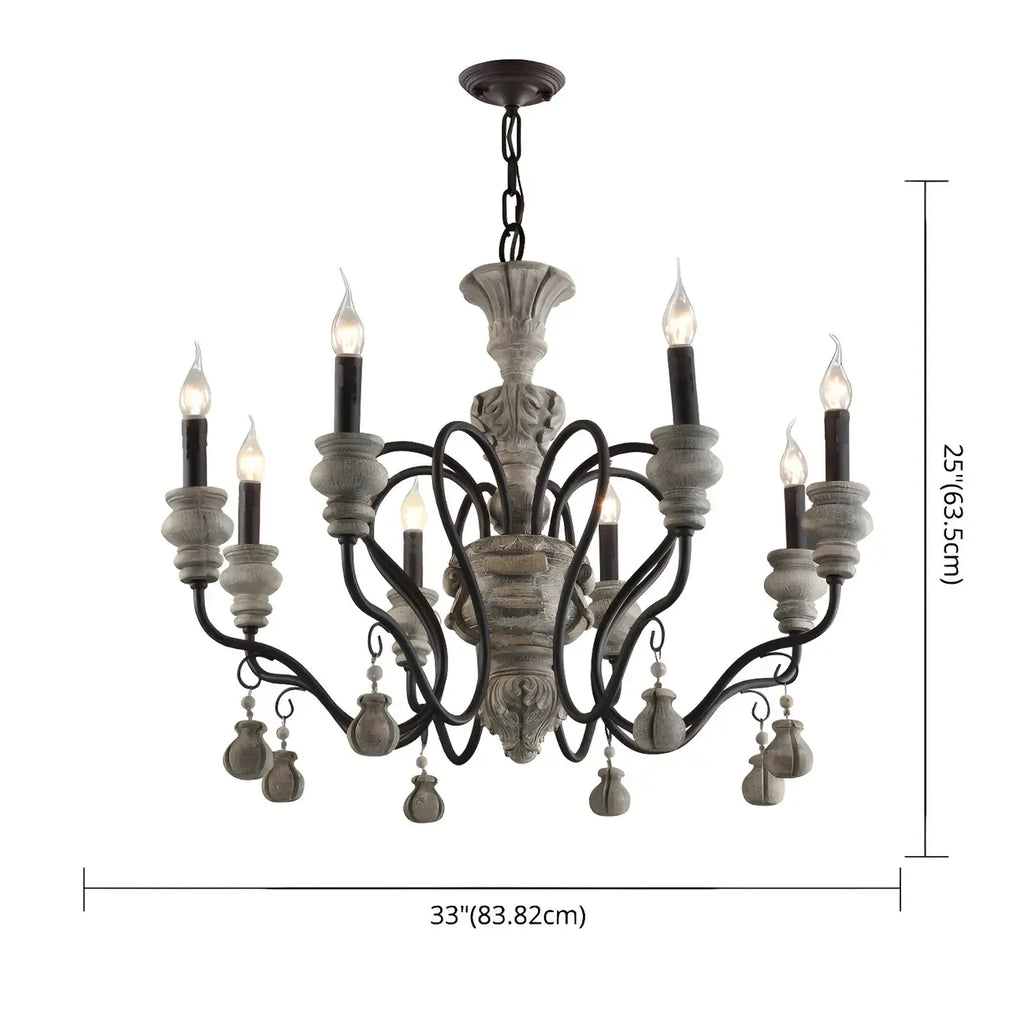 Lustre classique en métal noir et cristal, style vintage