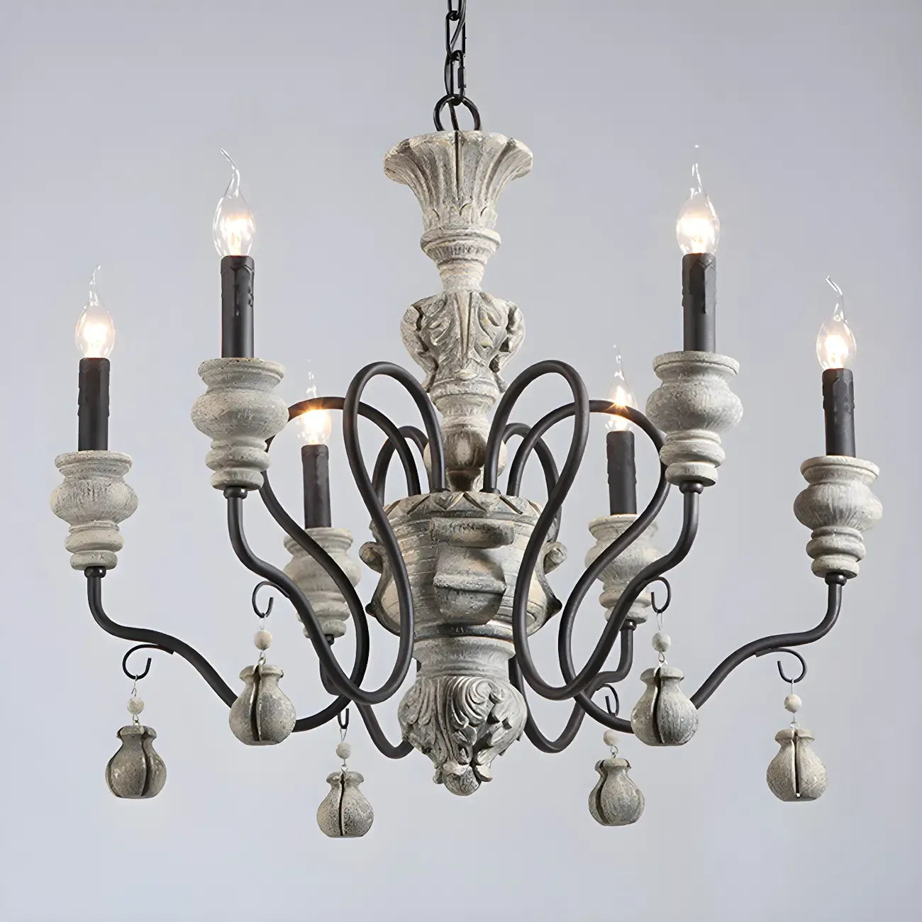 Lustre classique en métal noir et cristal, style vintage