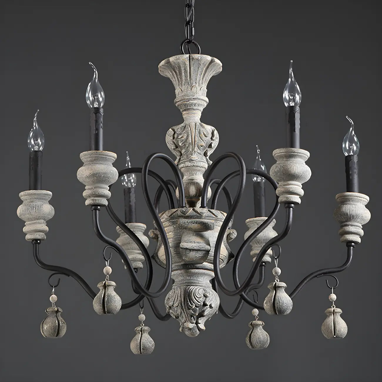 Lustre classique en métal noir et cristal, style vintage