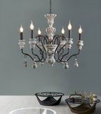 Lustre classique en métal noir et cristal, style vintage