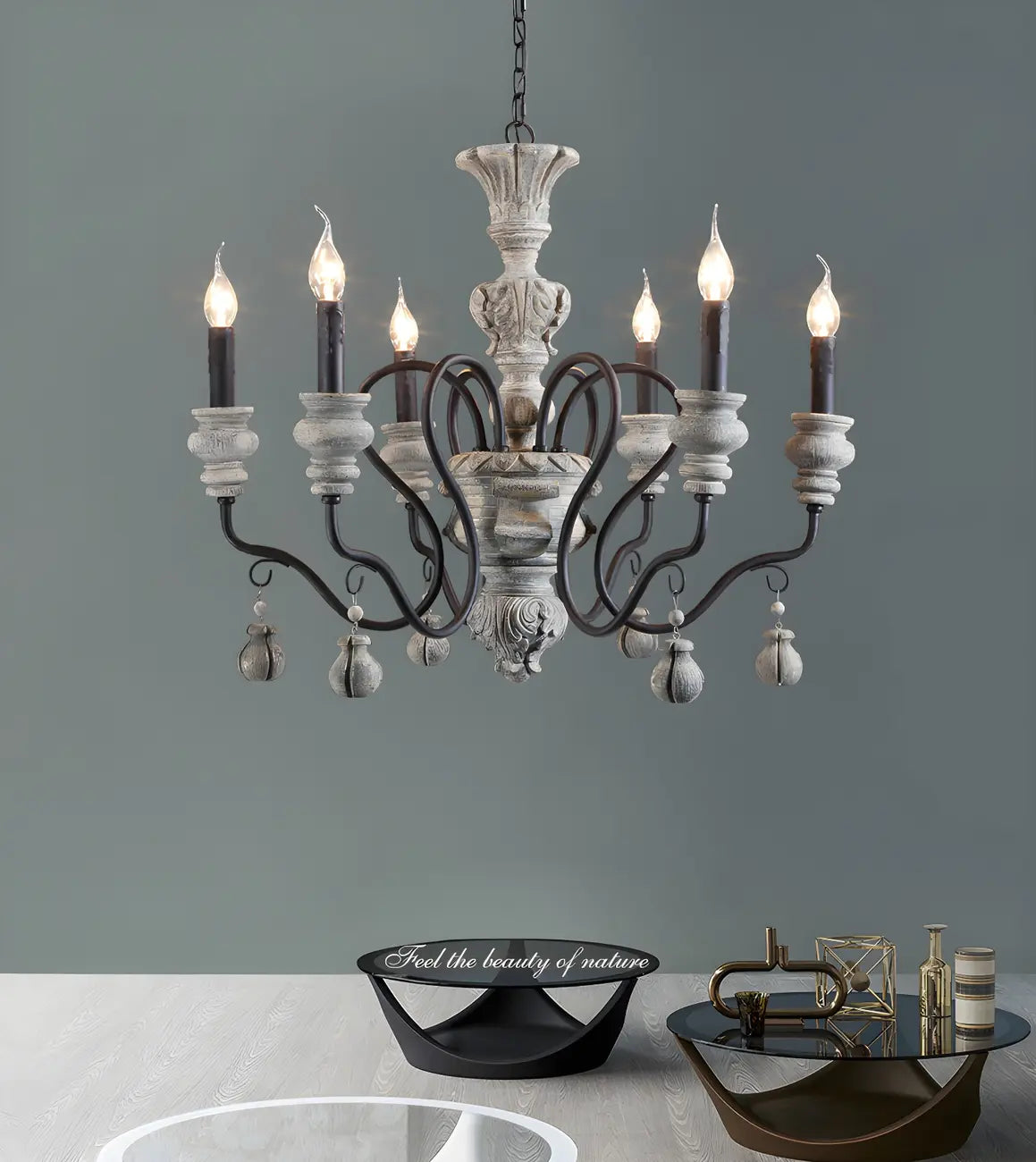 Lustre classique en métal noir et cristal, style vintage