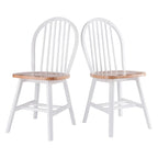 Ensemble de 2 chaises Windsor, naturel et blanc