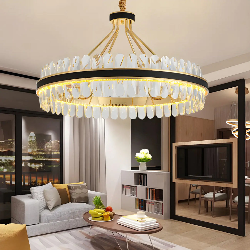 Suspension de luxe moderne à plusieurs niveaux en cristal pour îlot de cuisine