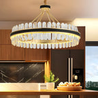 Suspension de luxe moderne à plusieurs niveaux en cristal pour îlot de cuisine