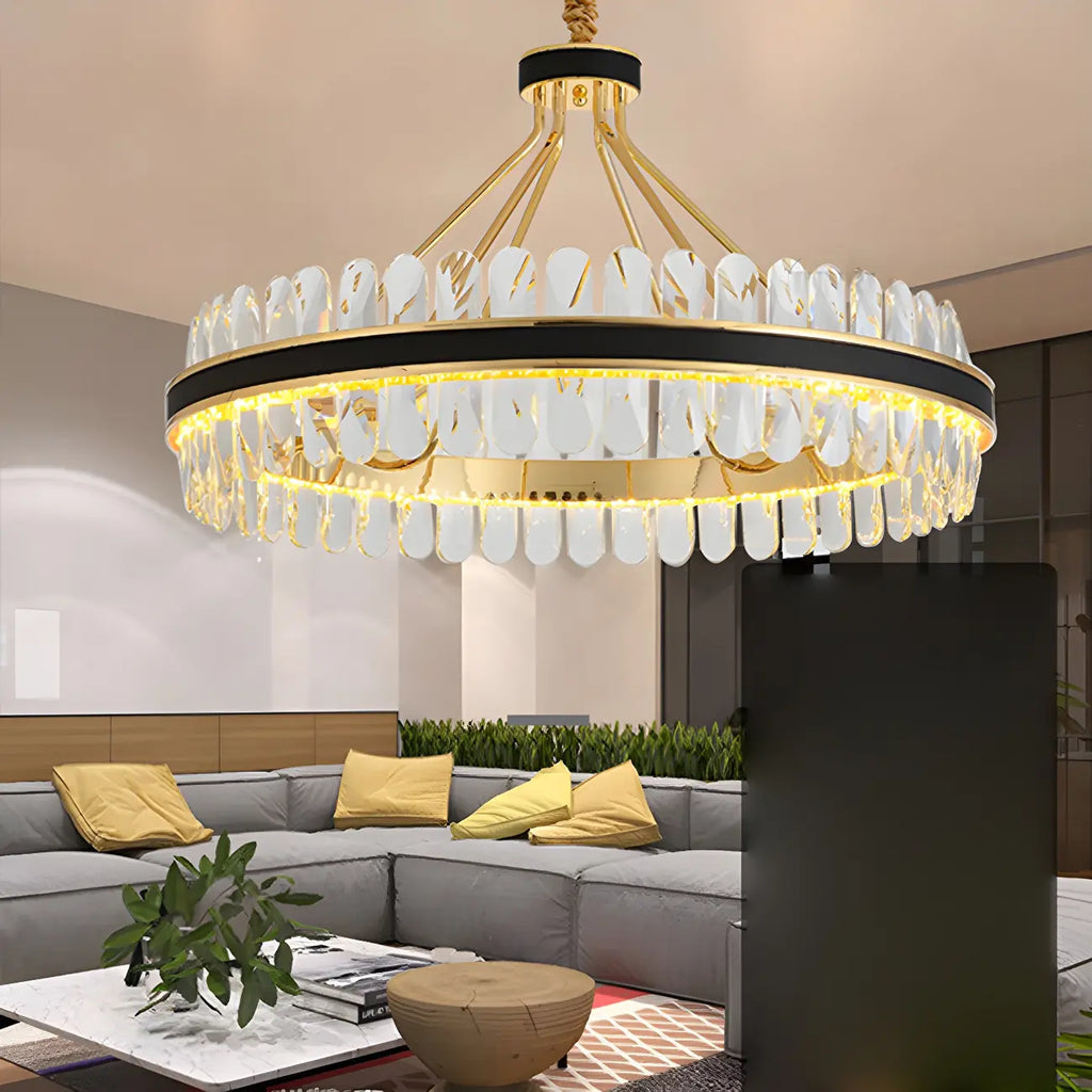 Suspension de luxe moderne à plusieurs niveaux en cristal pour îlot de cuisine