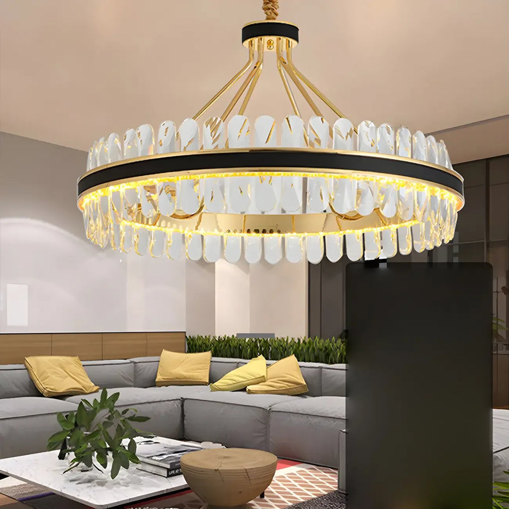 Suspension de luxe moderne à plusieurs niveaux en cristal pour îlot de cuisine