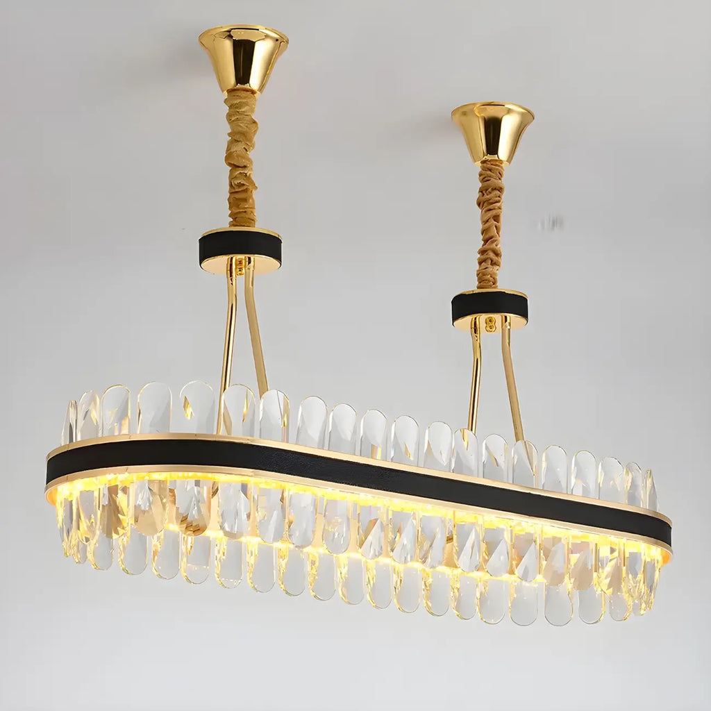 Suspension de luxe moderne à plusieurs niveaux en cristal pour îlot de cuisine