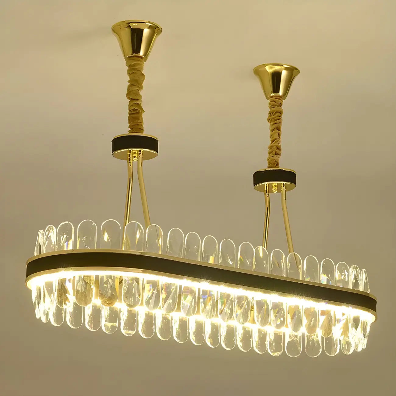 Suspension de luxe moderne à plusieurs niveaux en cristal pour îlot de cuisine