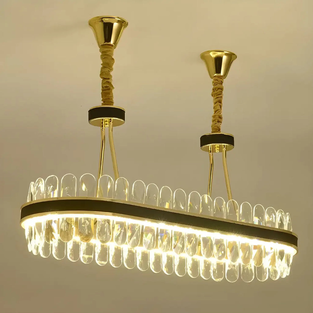 Suspension de luxe moderne à plusieurs niveaux en cristal pour îlot de cuisine