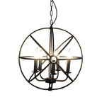 Lustre industriel en métal noir avec globe et cage, type candélabre