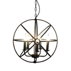 Lustre industriel en métal noir avec globe et cage, type candélabre