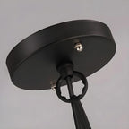 Lustre industriel en métal noir avec globe et cage, type candélabre