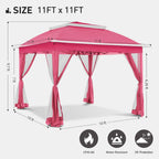 Cozywor Tonnelle escamotable en acier de 3,35 m x 3,35 m avec moustiquaire