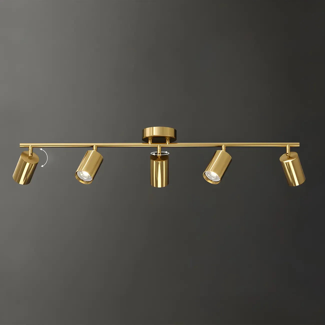 Faretto su binario a 4 luci color oro chiaro con teste regolabili