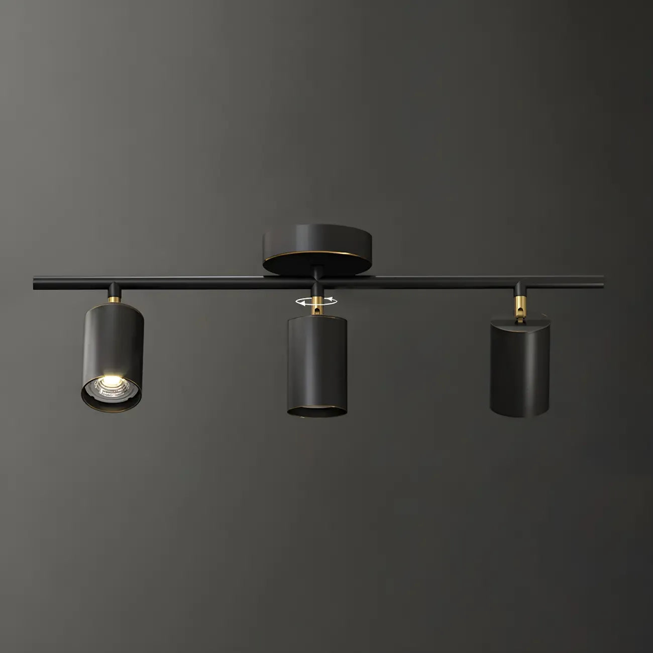 Faretto su binario a 4 luci color oro chiaro con teste regolabili