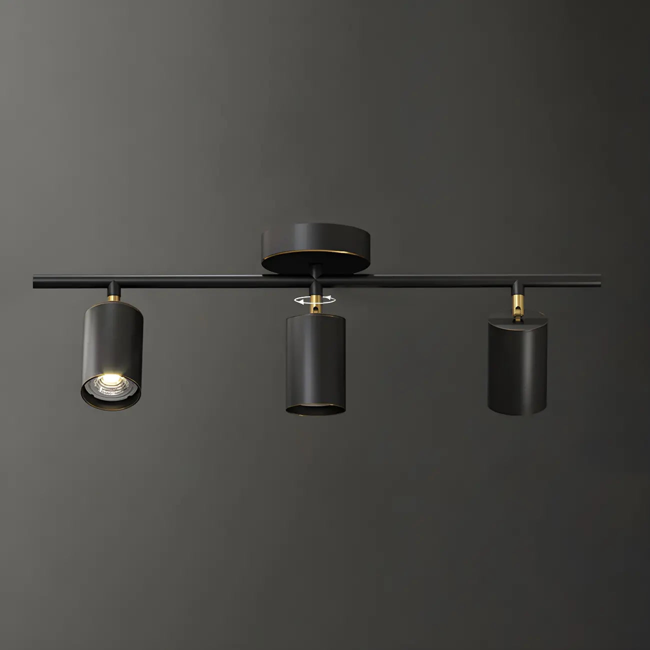Faretto su binario a 4 luci color oro chiaro con teste regolabili
