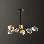 Lustres Sputnik modernes en cristal et laiton noir et or