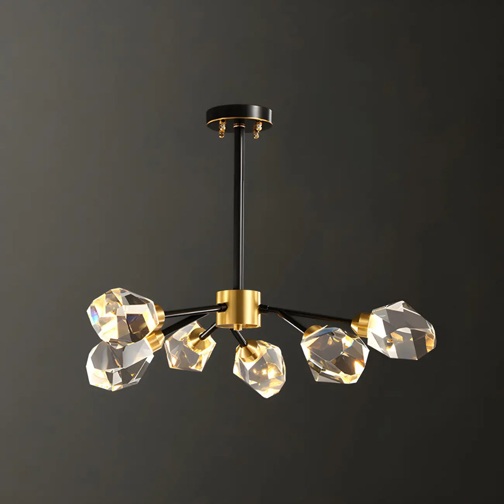 Lustres Sputnik modernes en cristal et laiton noir et or
