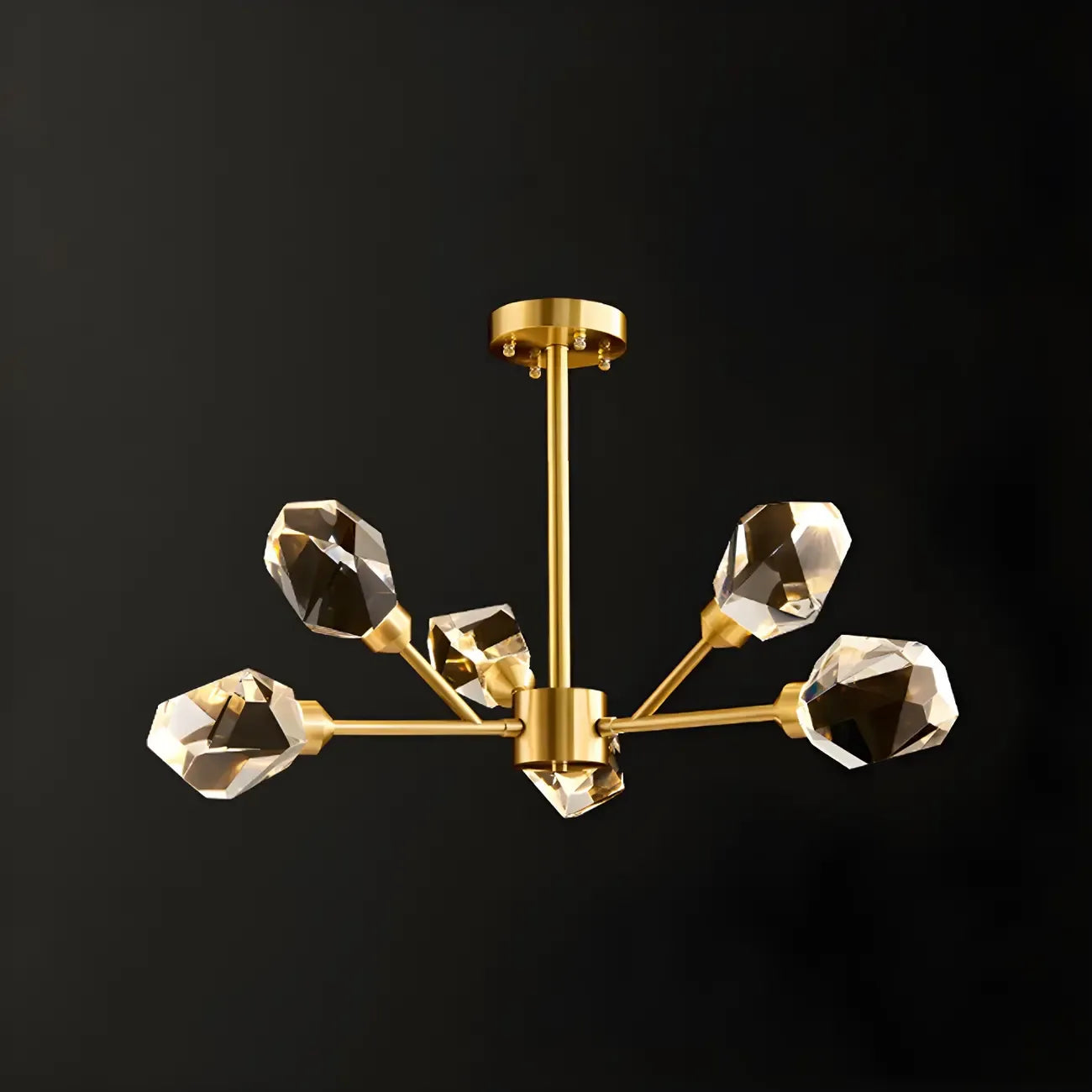 Lustres Sputnik modernes en cristal et laiton noir et or