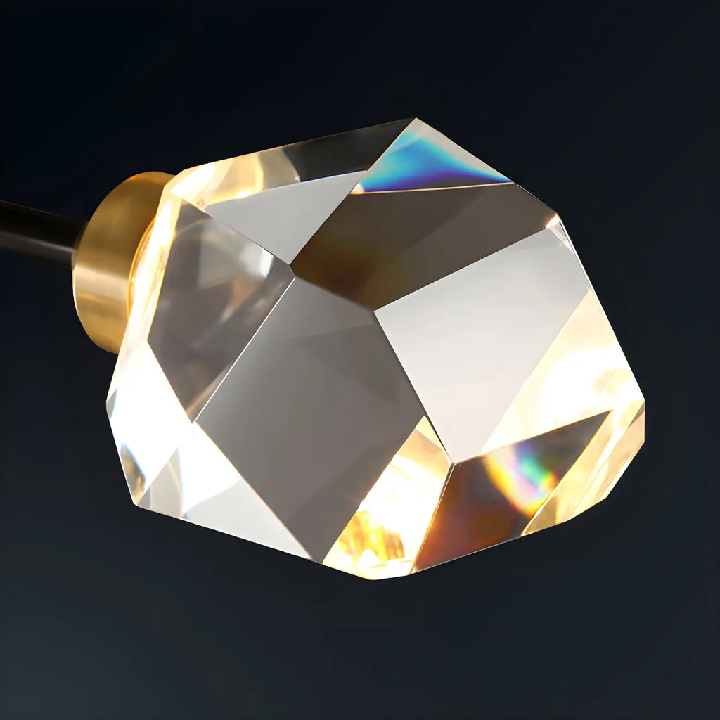 Lustres Sputnik modernes en cristal et laiton noir et or
