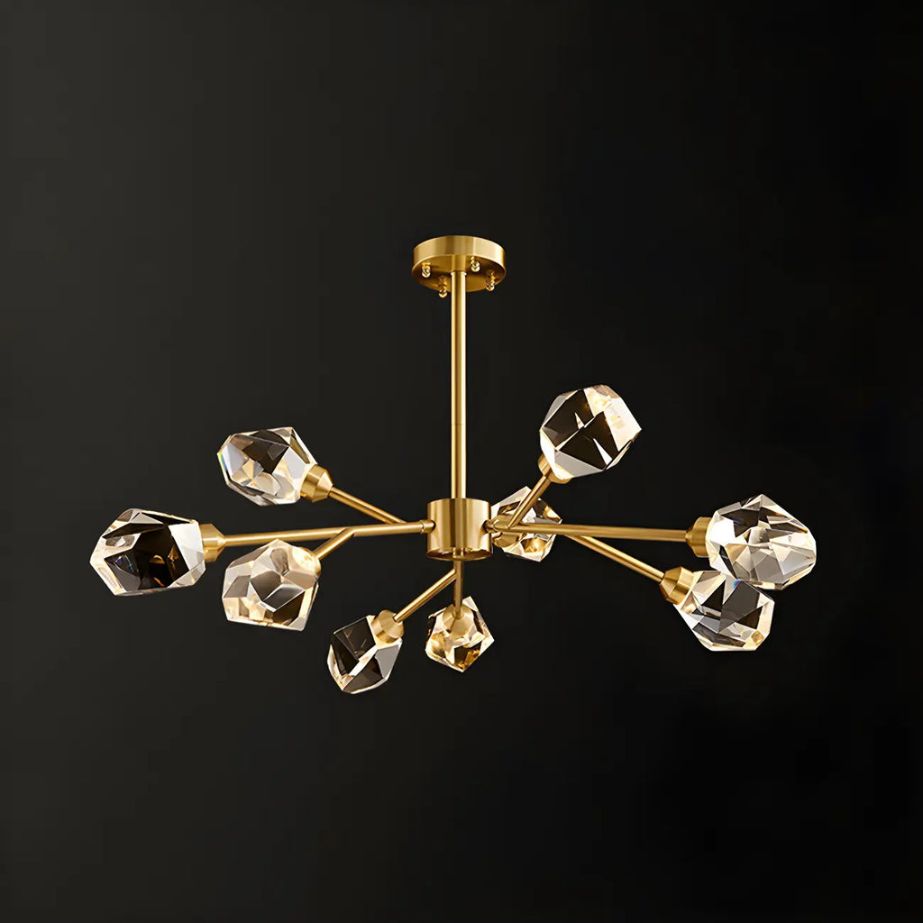 Lustres Sputnik modernes en cristal et laiton noir et or