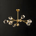 Lustres Sputnik modernes en cristal et laiton noir et or