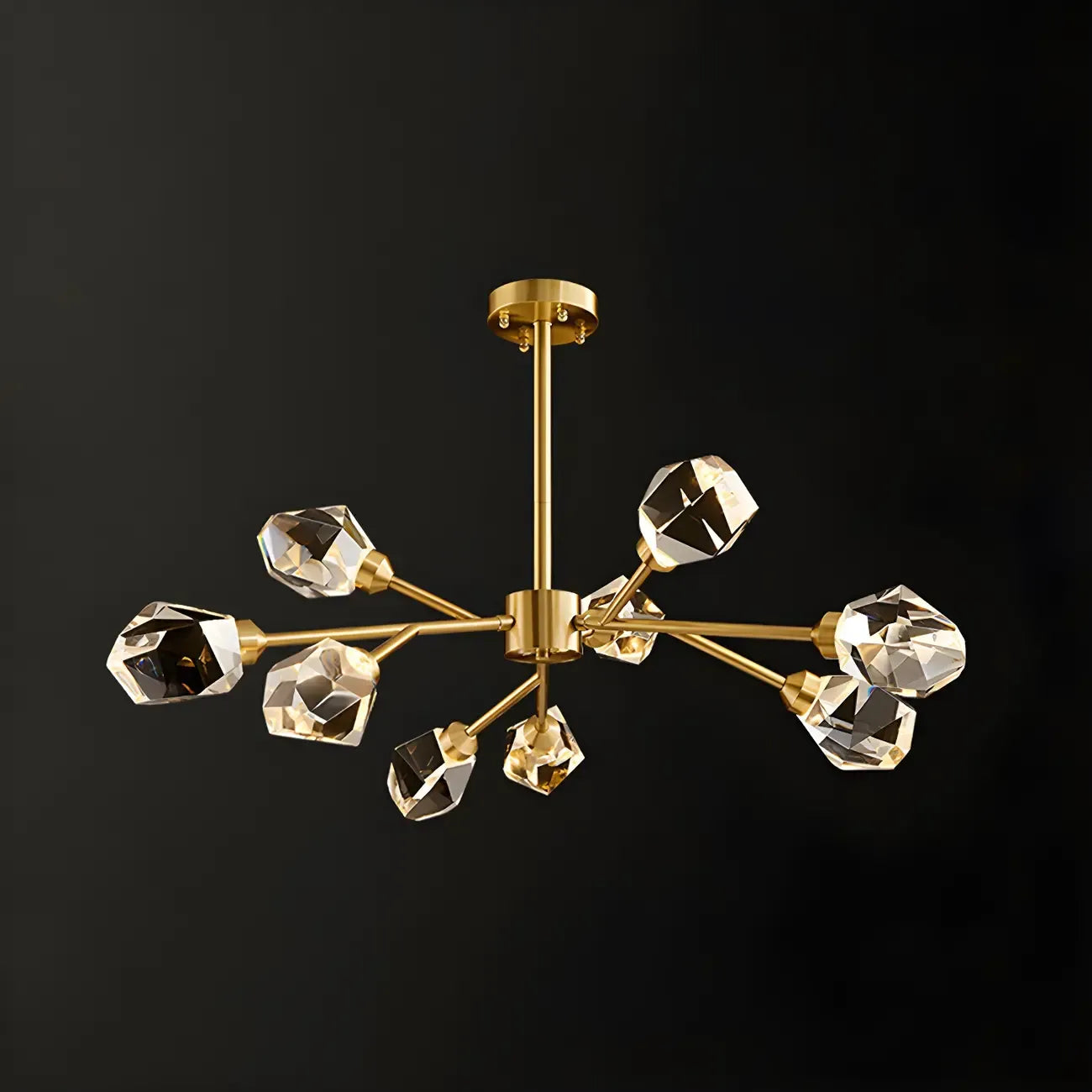 Lustres Sputnik modernes en cristal et laiton noir et or