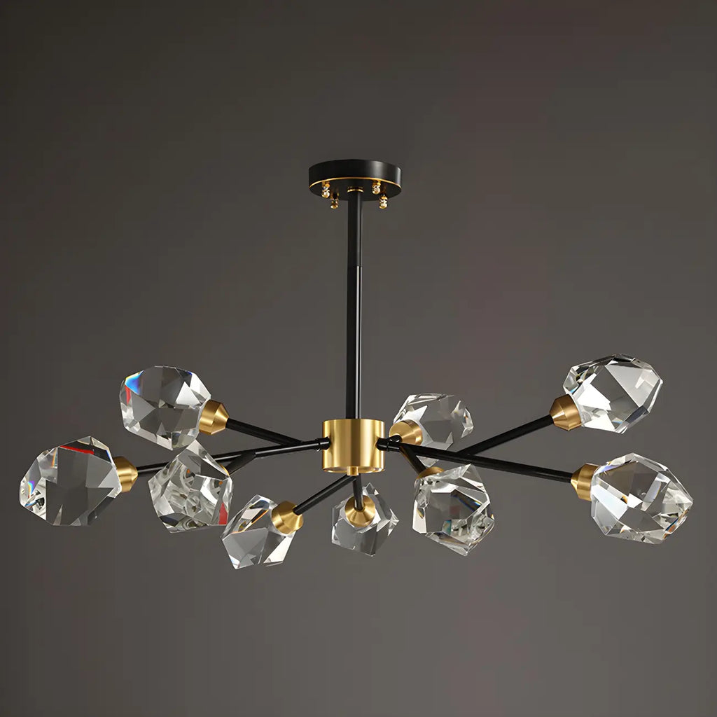 Lustres Sputnik modernes en cristal et laiton noir et or
