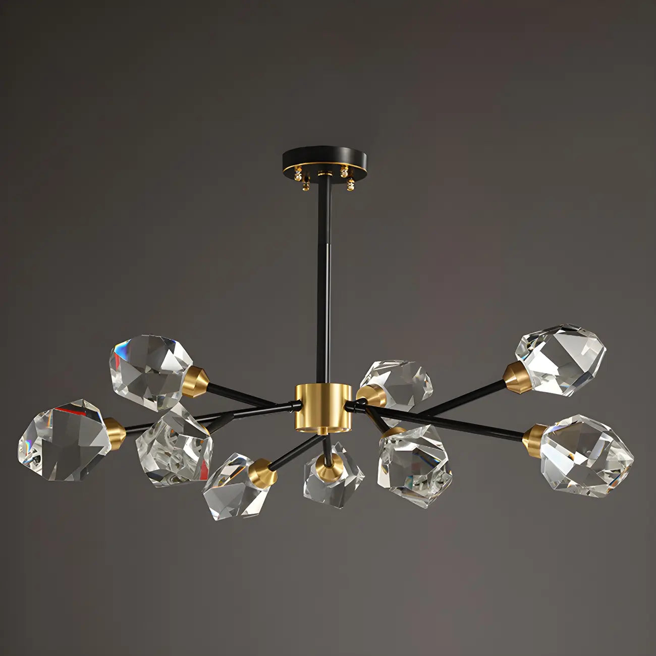Lustres Sputnik modernes en cristal et laiton noir et or