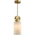 Suspension cylindrique contemporaine en pierre et laiton