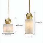 Suspension cylindrique contemporaine en pierre et laiton