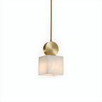 Suspension cylindrique contemporaine en pierre et laiton