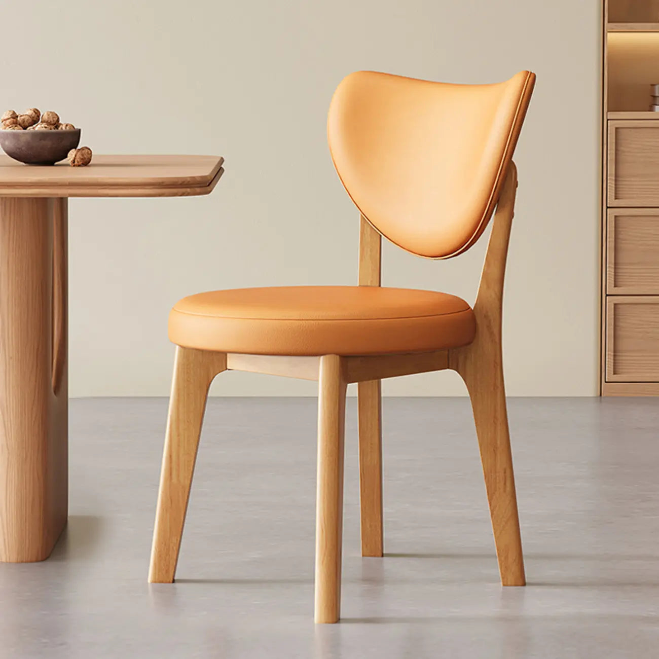 Chaise de salle à manger moderne sans accoudoirs à oreilles en similicuir