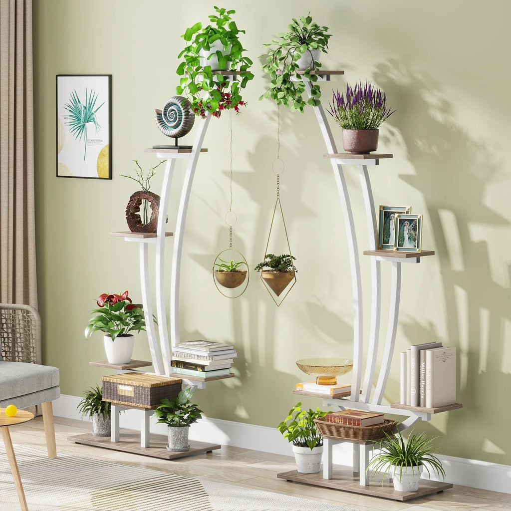 Support pour plantes d'intérieur, étagère à fleurs à 6 niveaux pour jardin - Lot de 2