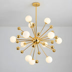 Lustre Sputnik sphérique doré moderne avec abat-jour en verre blanc
