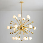 Lustre Sputnik sphérique doré moderne avec abat-jour en verre blanc