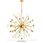 Lustre Sputnik sphérique doré moderne avec abat-jour en verre blanc