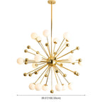 Lustre Sputnik sphérique doré moderne avec abat-jour en verre blanc