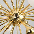 Lustre Sputnik sphérique doré moderne avec abat-jour en verre blanc