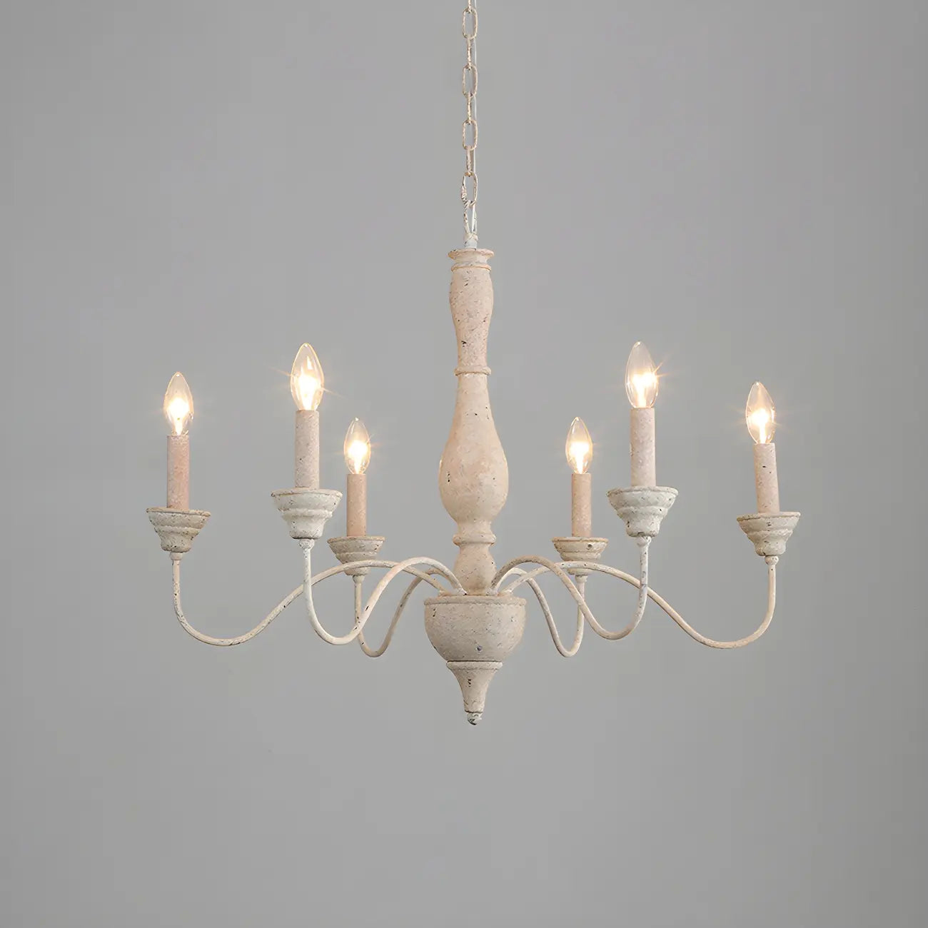 Lampadario classico in legno a 6 luci con candelabro e catena di montaggio