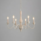Lampadario classico in legno a 6 luci con candelabro e catena di montaggio