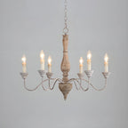 Lampadario classico in legno a 6 luci con candelabro e catena di montaggio