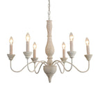 Lampadario classico in legno a 6 luci con candelabro e catena di montaggio