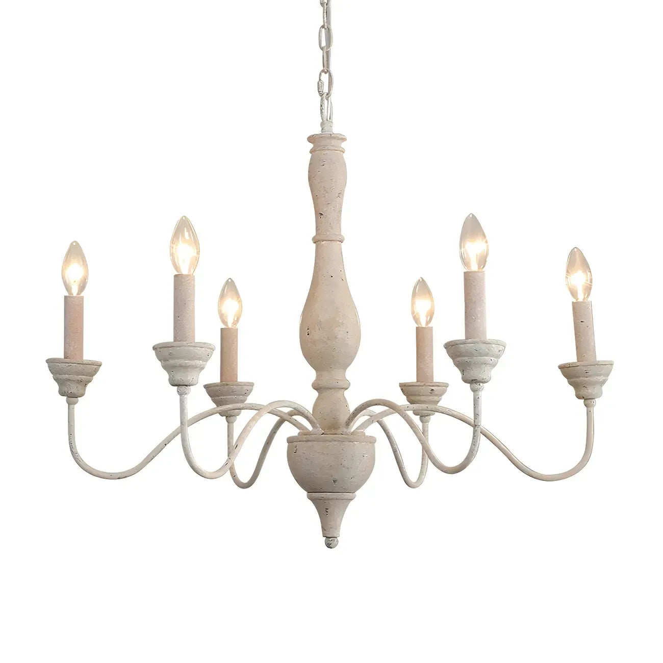 Lampadario classico in legno a 6 luci con candelabro e catena di montaggio