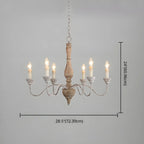 Lampadario classico in legno a 6 luci con candelabro e catena di montaggio
