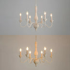 Lampadario classico in legno a 6 luci con candelabro e catena di montaggio