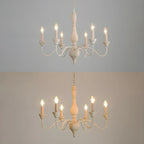 Lampadario classico in legno a 6 luci con candelabro e catena di montaggio