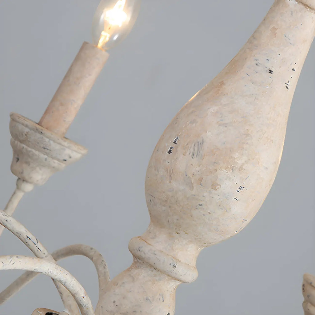 Lampadario classico in legno a 6 luci con candelabro e catena di montaggio
