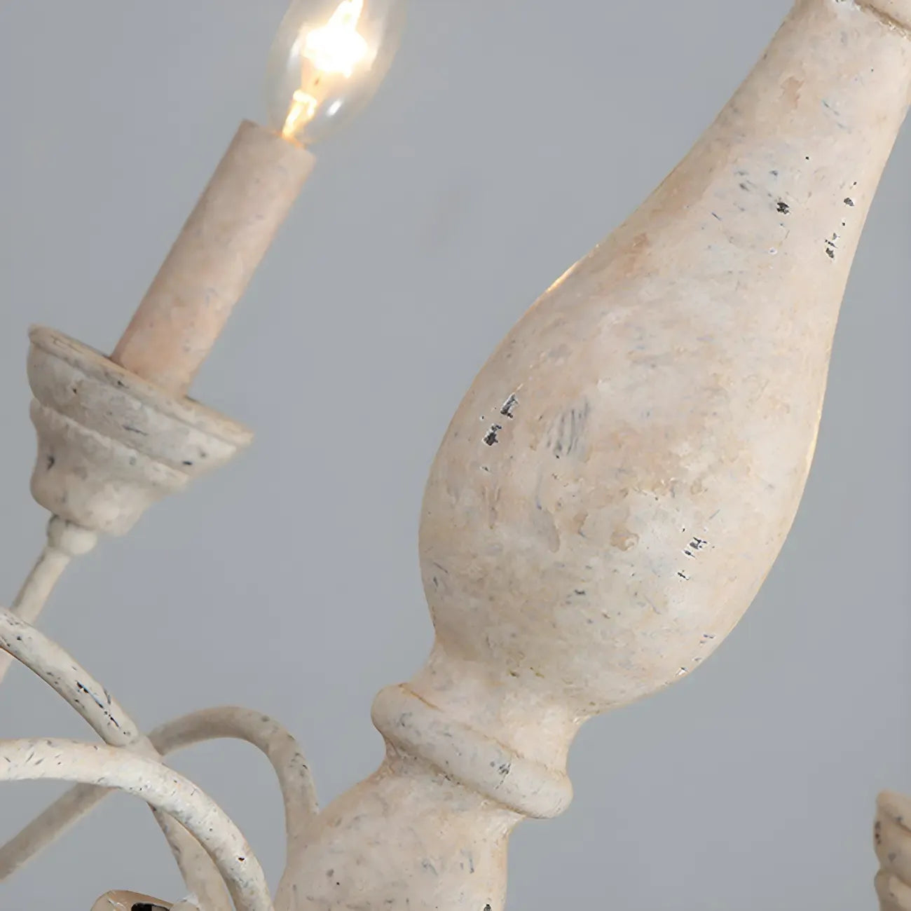 Lampadario classico in legno a 6 luci con candelabro e catena di montaggio
