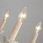 Lampadario classico in legno a 6 luci con candelabro e catena di montaggio